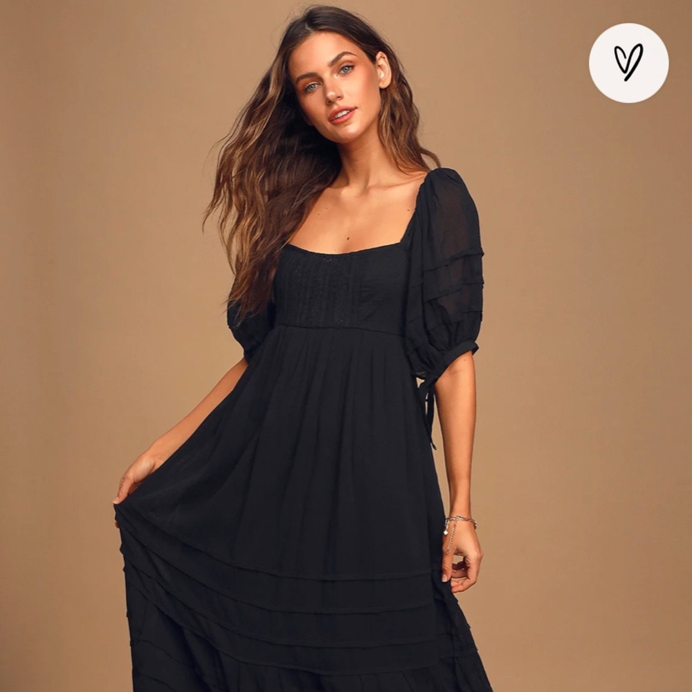 Free People, Let's Be Friends Black Puff dress